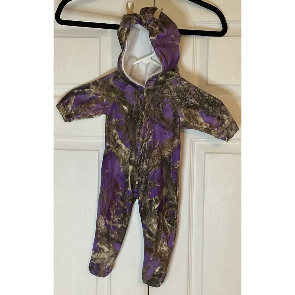 Baby Girls True Timber‎ Purple Camo Deer Ears Jumper Romper Outfit 0-3 Months